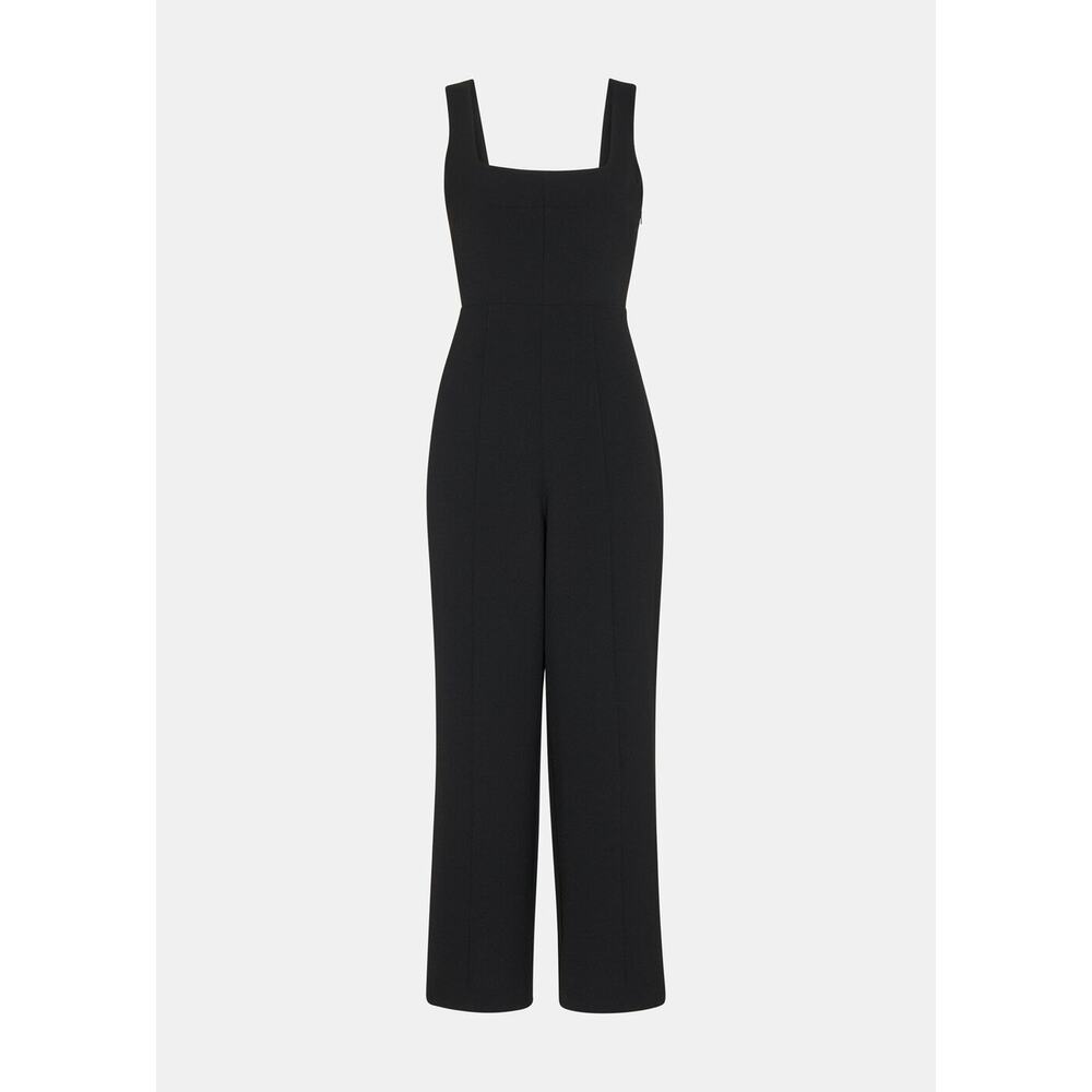 Whistles Square Neck Jumpsuit - Black - Size 2